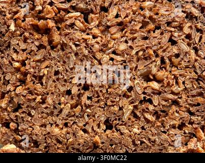 Close-up view of sliced whole seed grain bread revealing texture Stock Photo