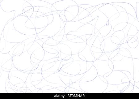 abstract continuous line scribble with blue ballpoint pen on white paper background Stock Photo
