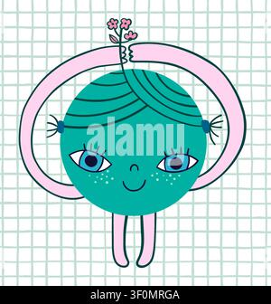 Cute round shape character, vector circle with face for kids designs for math, geometry and educational resources Stock Vector