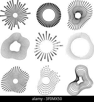 Abstract radial equalizer elements generating dynamic patterns Stock Vector