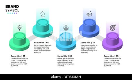 Infographic template with icons and 5 options or steps. Columns. Can be used for workflow layout, diagram, banner, webdesign. Vector illustration Stock Vector