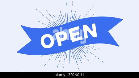 Open. Banner ribbon. Flat ribbon open Stock Vector