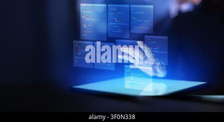 RPA robotic process automation system for software development and business workflow with virtual screen interface Stock Photo