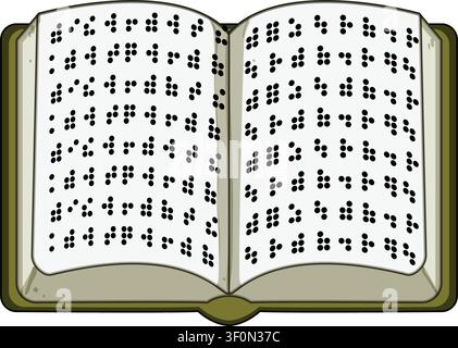 Open book presenting text in braille Stock Vector