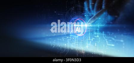 AI artificial intelligence integration system for business automation and digital process enhancement using user interaction Stock Photo
