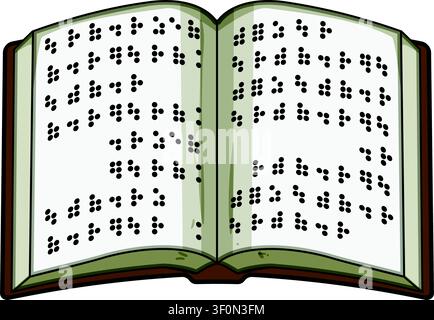 Open book presenting braille alphabet and texture Stock Vector