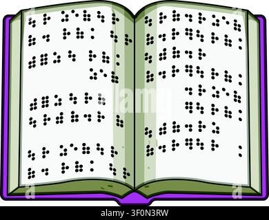 Open book presenting braille text learning education Stock Vector