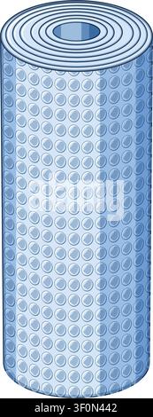 Bubble wrap roll protecting delicate objects during shipping Stock Vector