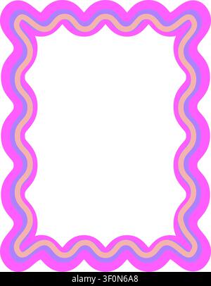 Modern rounded wave frame vector illustration with colorful decorative border and abstract curves. Stock Vector