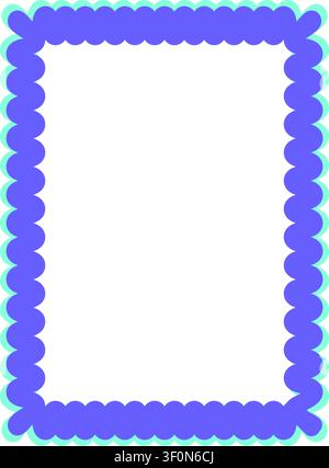 Decorative scallop edge rectangle frame vector illustration with rounded colorful border. Stock Vector