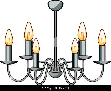 Classic chandelier lighting design illuminating home interior Stock Vector