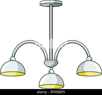 Ceiling light fixture illuminating home interior with three bulbs Stock Vector