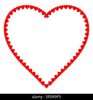Abstract composition of red hearts forming large symbolic love shape Stock Vector