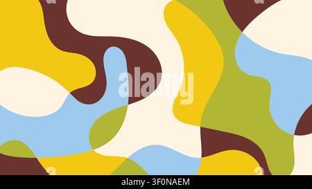 Fun retro background in doodle style. Simple abstract retro design with hand drawn overlay shapes Stock Vector