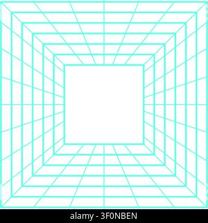 Cyber grid tunnel in digital perspective Stock Vector