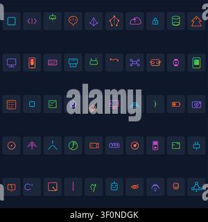 Comprehensive Technology & AI Icon Pack – Silver & Amethyst Luxury Line Art Stock Vector