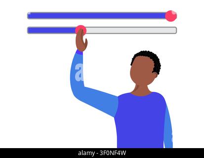 User Adjusting Modern Interface Slider or Progress Bar - vector illustration Stock Vector