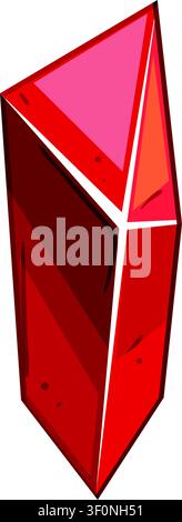 Red crystal shard forming powerful energy fragment Stock Vector