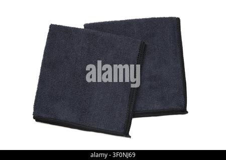 Microfiber cloth for cleaning and dusting isolated on white background. Top view Stock Photo