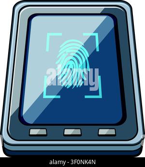 Biometric fingerprint scanner verifying digital identity access Stock Vector