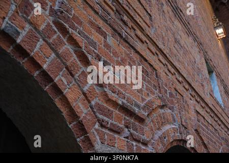 Stockholm, Sweden-Nov.28th 2025: close-up of red brick arch and facade details of Stockholm City Hall. Stock Photo