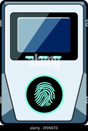 Biometric fingerprint scanner verifying digital identity access Stock Vector