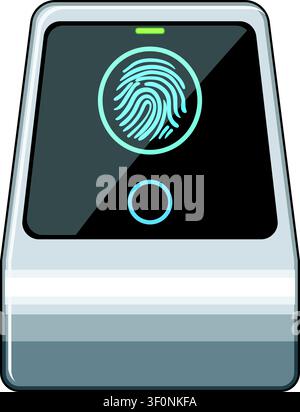 Biometric fingerprint scanner verifying identity and access control Stock Vector