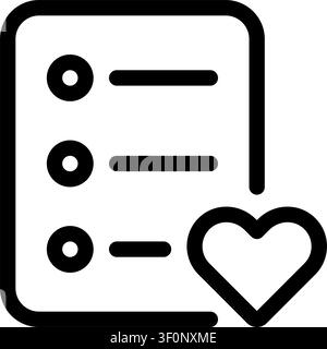 Wishlist Heart Icon, Favorite, Like, Love, Wish, List, Bookmark Stock Vector
