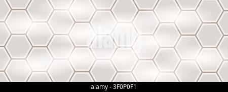 Beige hexagon ceramic tiles for kitchen backsplash, bathroom wall, toilet floor and sidewalk. Hex tile mosaic pattern. Vector illustration Stock Vector
