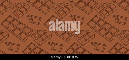 Brown chocolate bar seamless pattern design for minimalist background and wrapping paper print Stock Vector