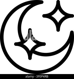 Moon Stars Icon, Celestial, Night Sky, Astronomy, Space Stock Vector