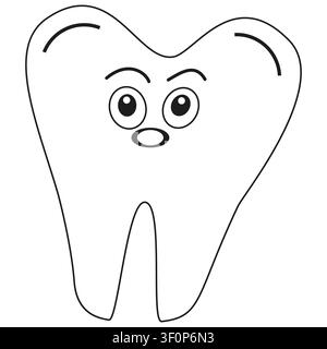 Surprised tooth mascot. Shocked face icon. Wonder dental character. Vector cartoon element Stock Vector