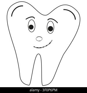 Friendly tooth icon. Smiling molar symbol with nose. Dental mascot illustration Stock Vector