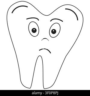 Offended tooth icon. Crying face symbol. Dental ache character. Vector cartoon emoji Stock Vector