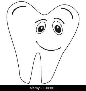 Cartoon tooth icon. Happy dental vector. Friendly oral symbol. Cheerful hygiene care Stock Vector
