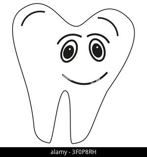 Friendly tooth icon. Smiling molar symbol. Kind dental figure. Vector care emblem Stock Vector