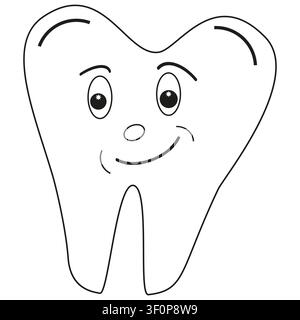 Smiling tooth icon. Cheerful molar symbol. Friendly dental character. Vector illustration Stock Vector
