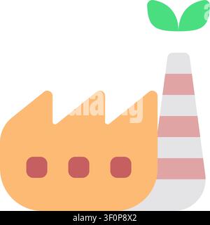 Factory Leaf Icon, Industrial, Eco, Green, Nature Industry Stock Vector
