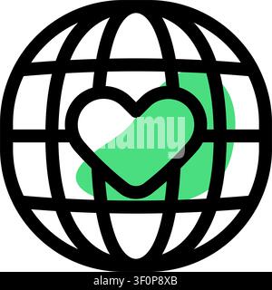 Globe Heart Icon, World, Earth, Love, International, Global Stock Vector