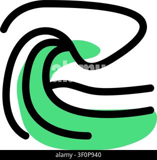 Ocean Wave Icon, Water, Sea, Beach, Nature, Nautical, Coastal Stock Vector