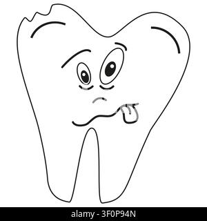 Broken tooth icon. Crazy cartoon character. Dental trauma symbol. Vector pain face Stock Vector