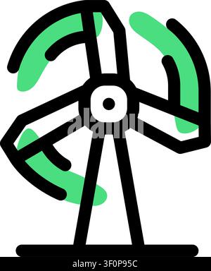 Wind Turbine Icon, Renewable Energy, Clean, Sustainable, Power Stock Vector