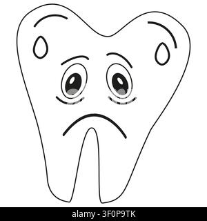 Sweaty tooth. Cartoon tooth icon. Damaged enamel symbol. Pain oral care Stock Vector