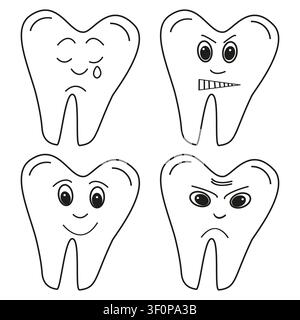 Surprised smiling tooth icon. Curious molar symbol. Friendly dental character illustration Stock Vector