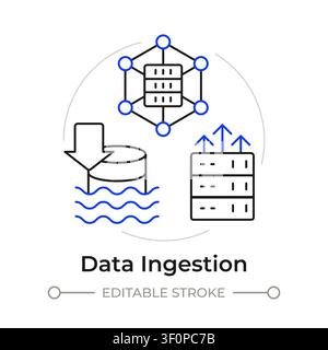Data ingestion duotone line art concept icon Stock Vector