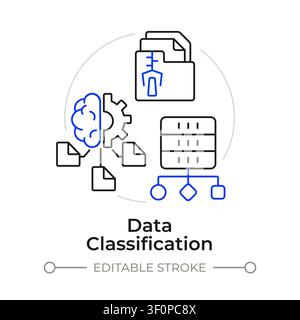 Data classification duotone line art concept icon Stock Vector