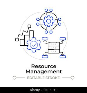 Resource management duotone line art concept icon Stock Vector