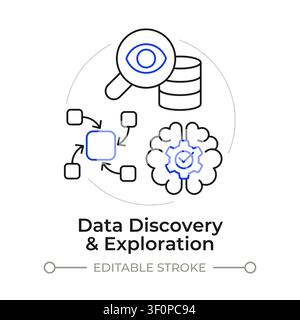 Data discovery and exploration duotone line art concept icon Stock Vector