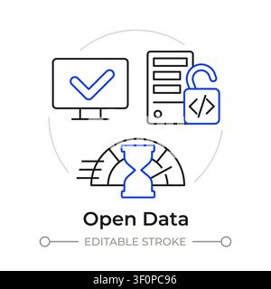 Open data duotone line art concept icon Stock Vector