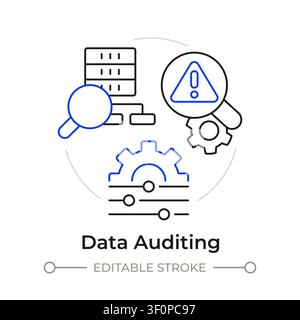 Data auditing duotone line art concept icon Stock Vector